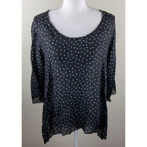 Just Jill Women's Polka Dot Semi Sheer Rayon 3/4 Sleeve Blouse Top Size M